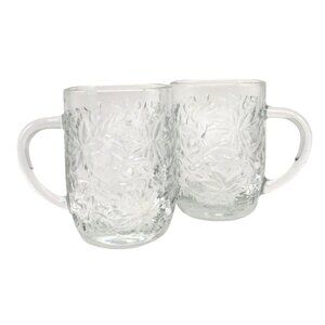 2 Princess House Fantasia Coffee Tea Glass Mugs 8 oz